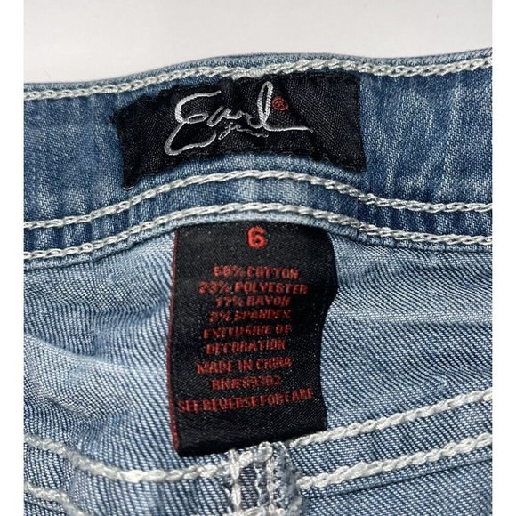 Earl Jeans Cuffed Denim Shorts Sz 6 Medium Wash - Picture 3 of 6